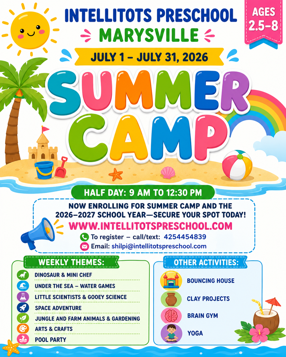 Intellitots Summer Camp 2026 flyer